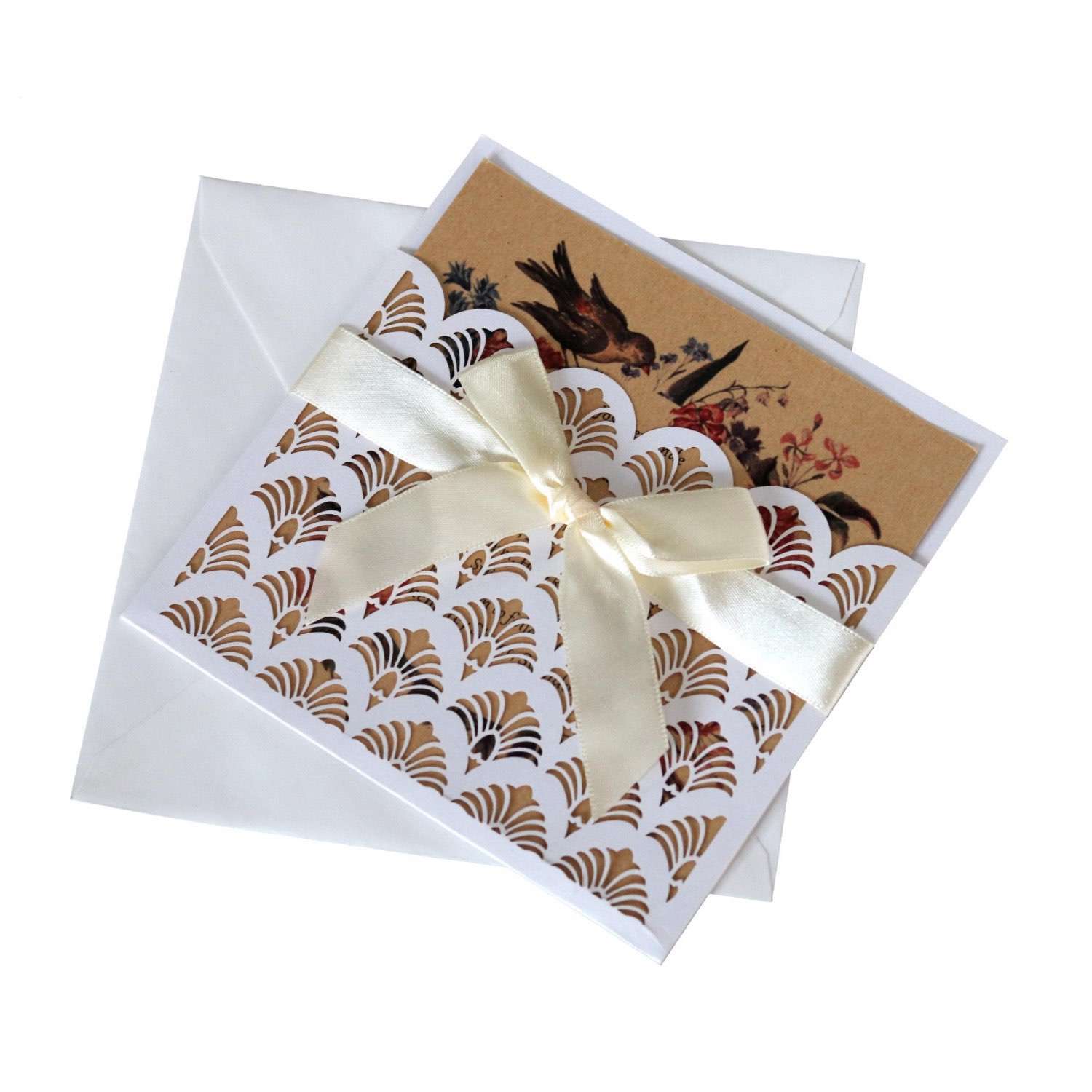 White Square Invitation Card Elegant Wedding Invitation Pocket Invitation Thank You Card